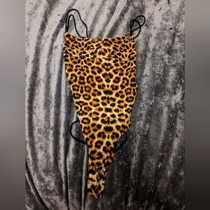 Leopard back strap bodysuit, size small